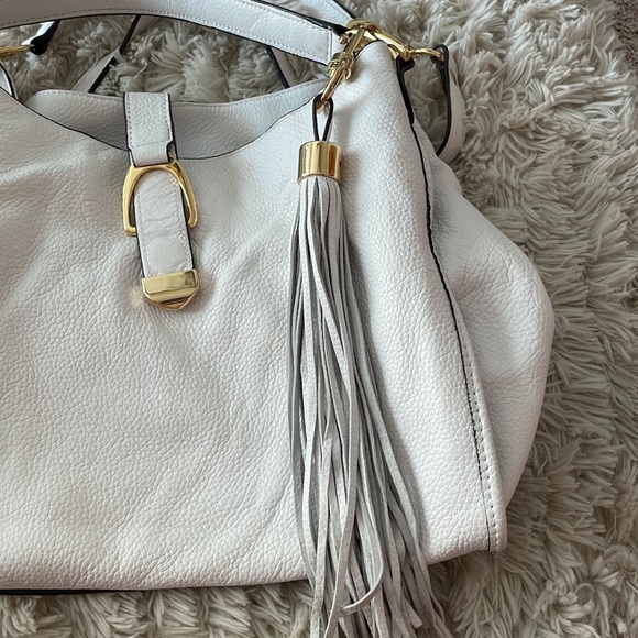 WHITE LEATHER G.I.L.L. HOBO OR CROSS BODY STRAPS WITH REMOVABLE TOSSLE - Picture 7 of 7